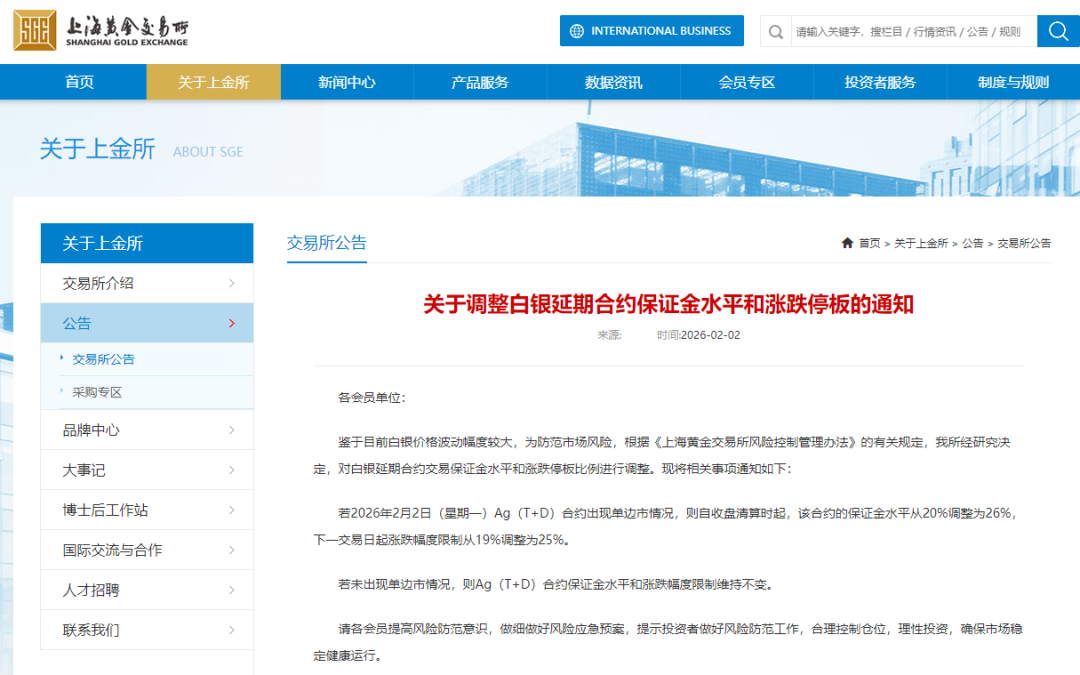 上海黄金交易所最新通知