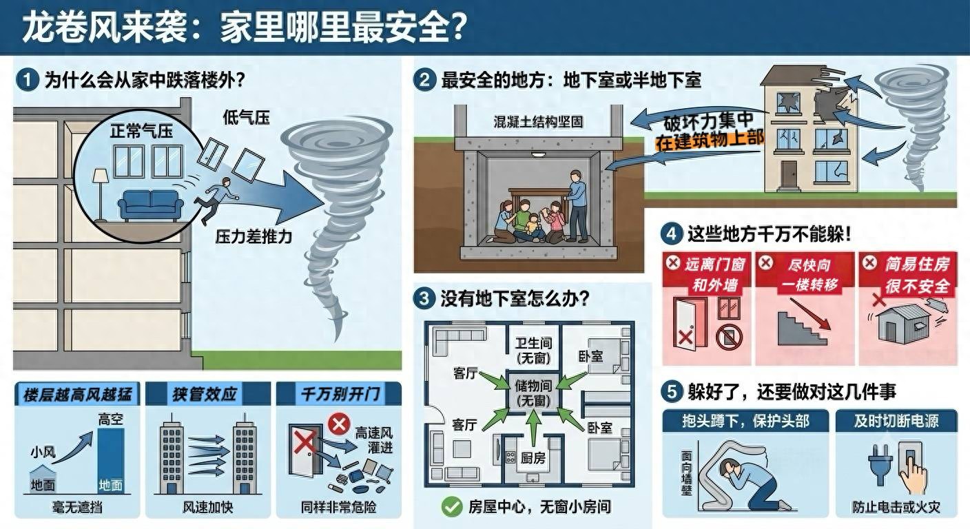 龙卷风来了，在家里躲哪最安全？专家建议是这里