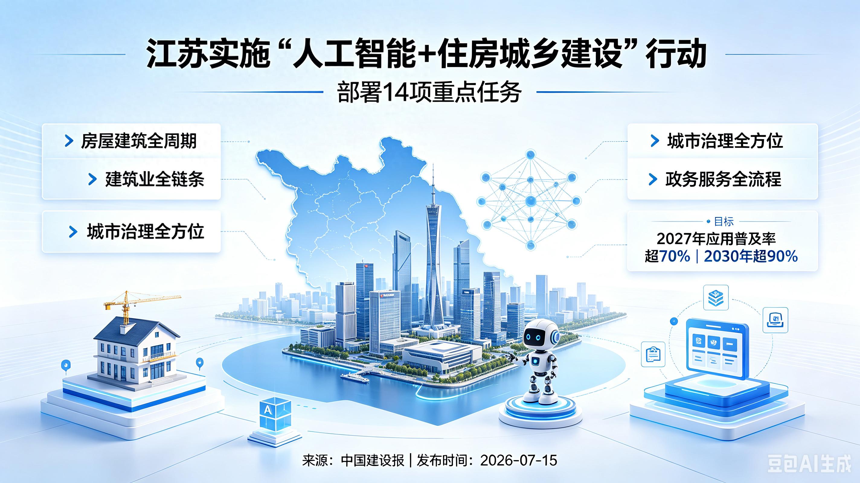 大招来了！江苏"AI+住建"方案公布，14项任务全面铺开