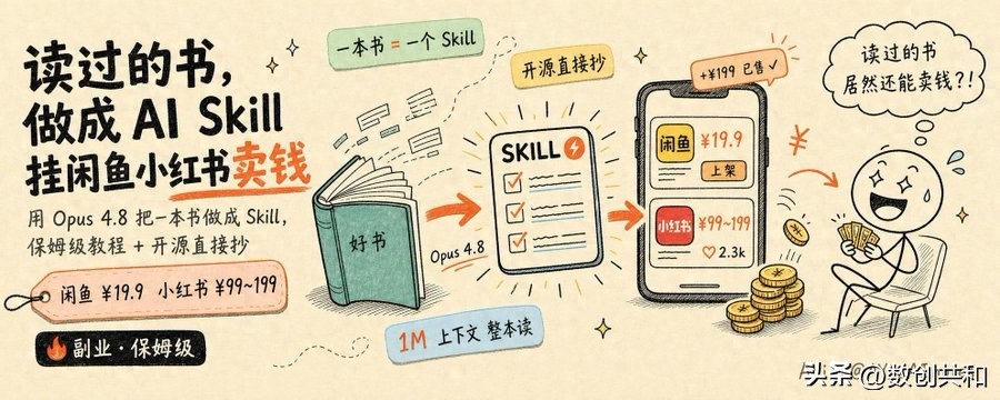 你书架上读过的每一本书做成 AI skill，换钱花,小白零基础照着抄！