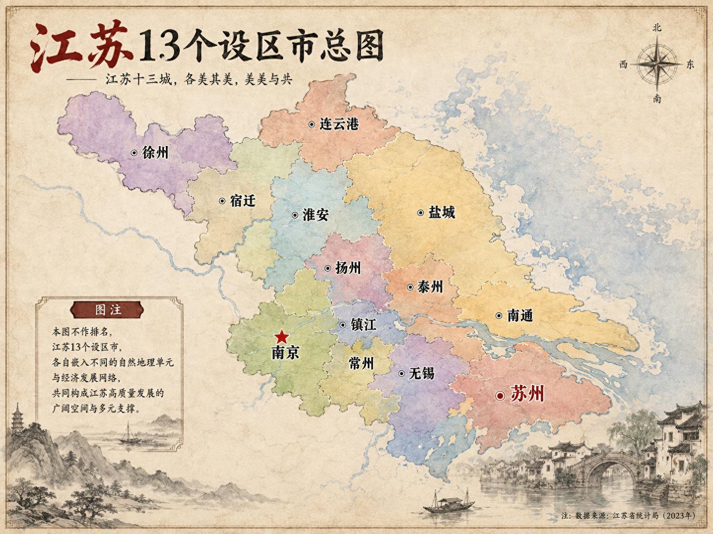 江苏为什么有13个"谁也不服谁"的城市？地理早就埋下了答案