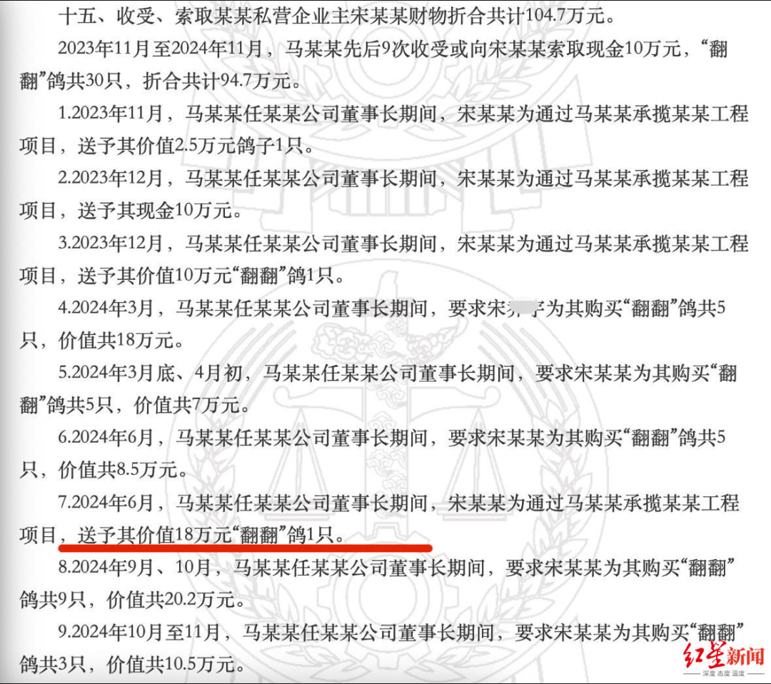 收了95只鸽子的局长，获刑10年