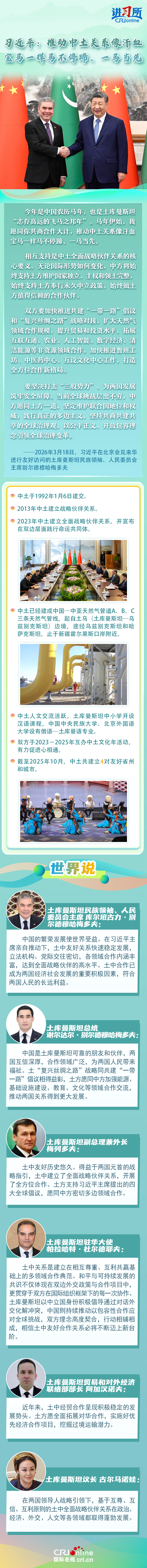 【讲习所&middot;中国与世界】习近平：推动中土关系像汗血宝马一样马不停蹄、一马当先